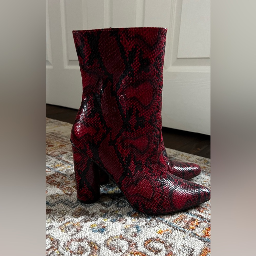 Red snakeskin boots
